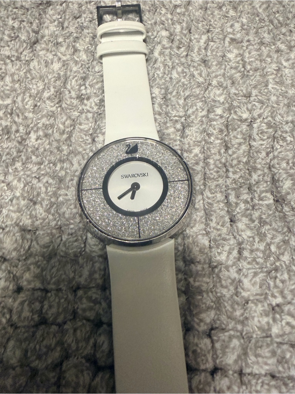 Swarovski White Crystal-Trim Leather Strap Watch - Picture 2 of 5